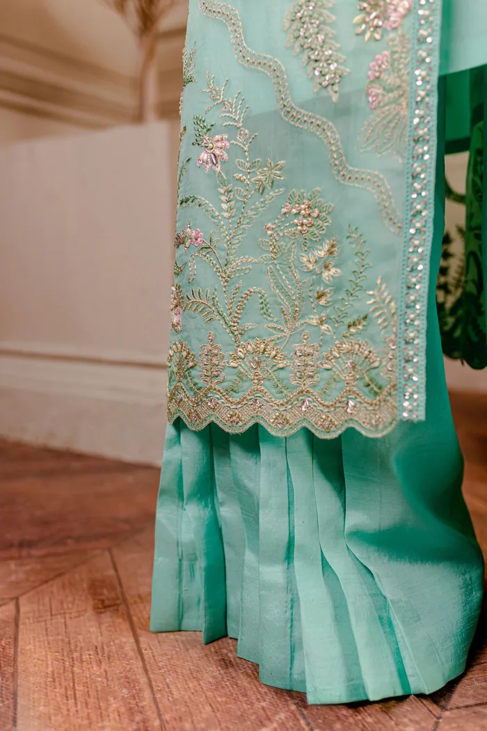 Fozia Khalid VoL 3 Tiffany Blue Lumieres Festive Luxury Lawn Collection - Image 8