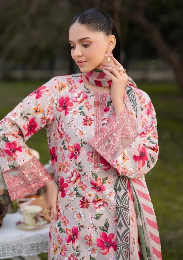 Garnet Clothing Omari Floral Soiree Luxury Lawn Collection - Image 4