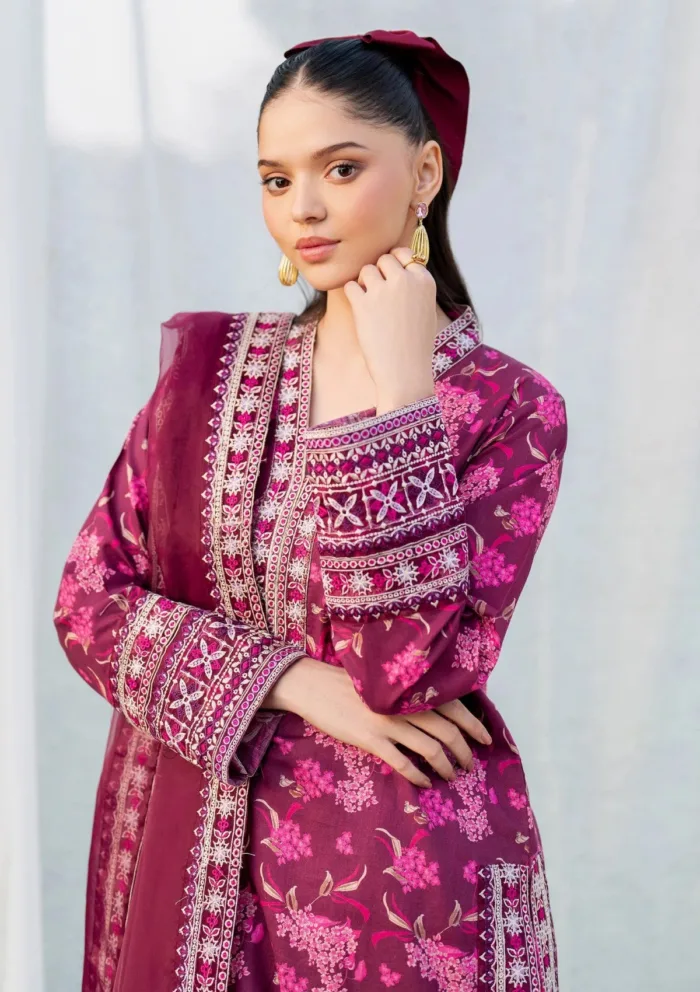 Garnet Clothing Rosewood Charm Floral Soiree Luxury Lawn Collection - Image 2