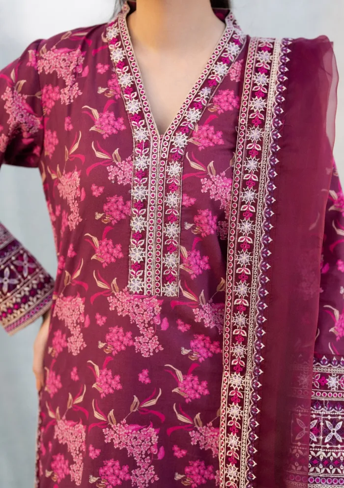 Garnet Clothing Rosewood Charm Floral Soiree Luxury Lawn Collection - Image 3