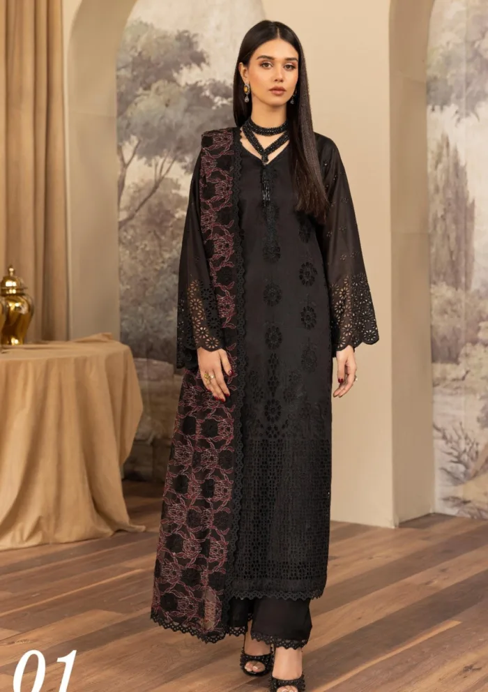 Humdum Chikankari Unstitch HEC25 01 Elegant Luxury Lawn Collection - Image 5