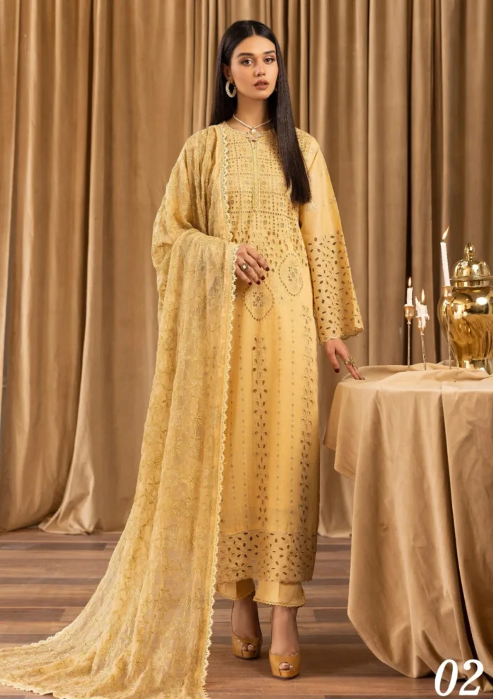 Humdum Chikankari Unstitch HEC25 02 Elegant Luxury Lawn Collection - Image 5