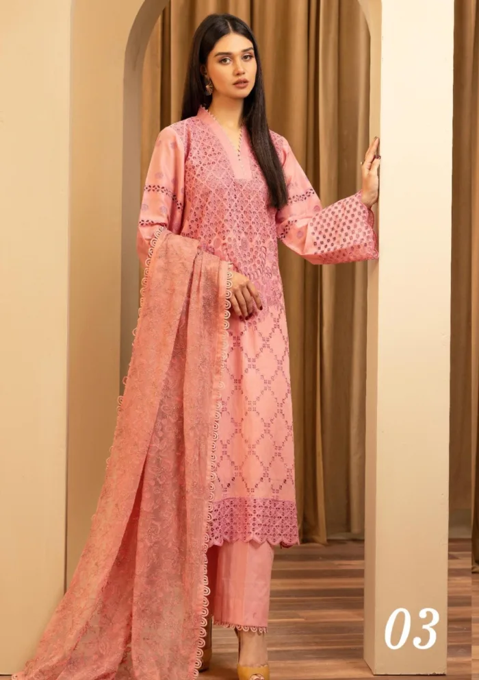 Humdum Chikankari Unstitch HEC25 03 Elegant Luxury Lawn Collection - Image 4
