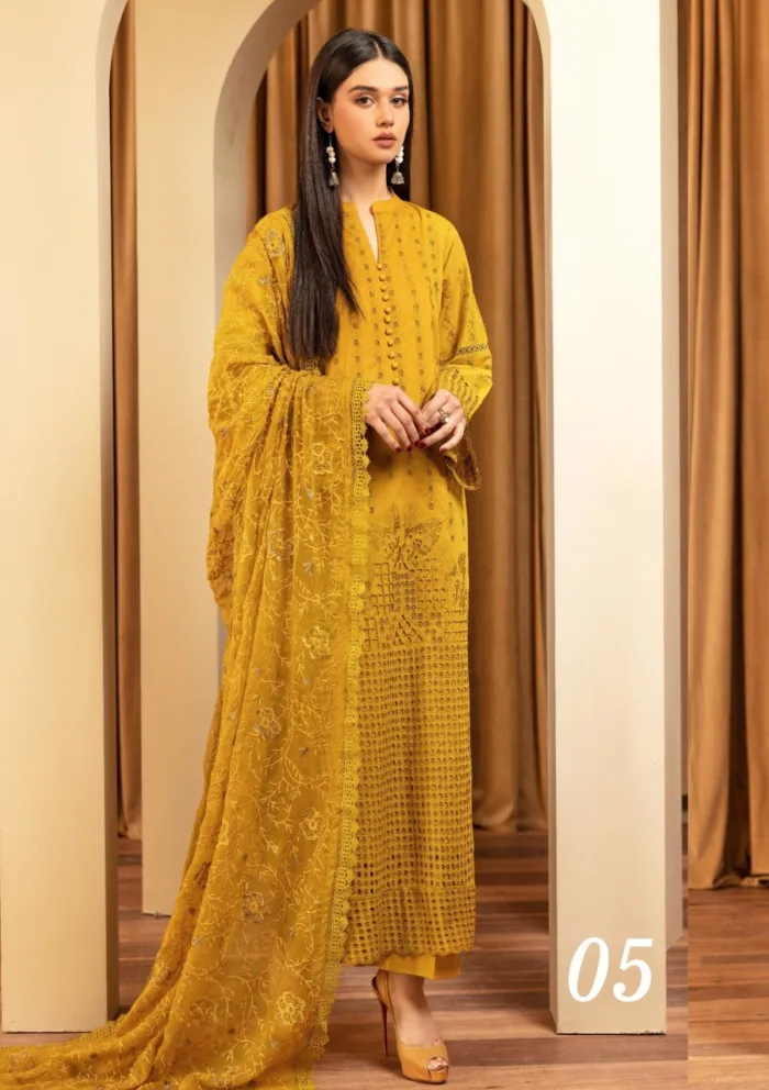 Humdum Chikankari Unstitch HEC25 05 Elegant Luxury Lawn Collection - Image 5