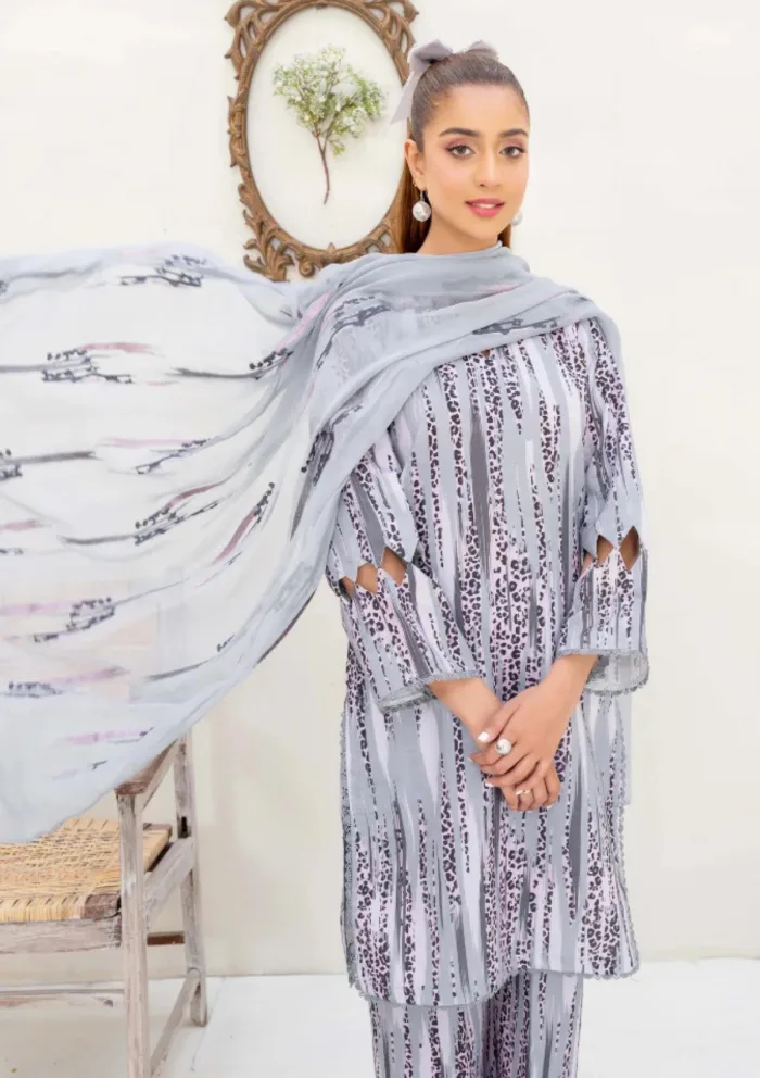 Humdum Unstitched HZU25 02 Ziva Luxury Lawn Collection - Image 4