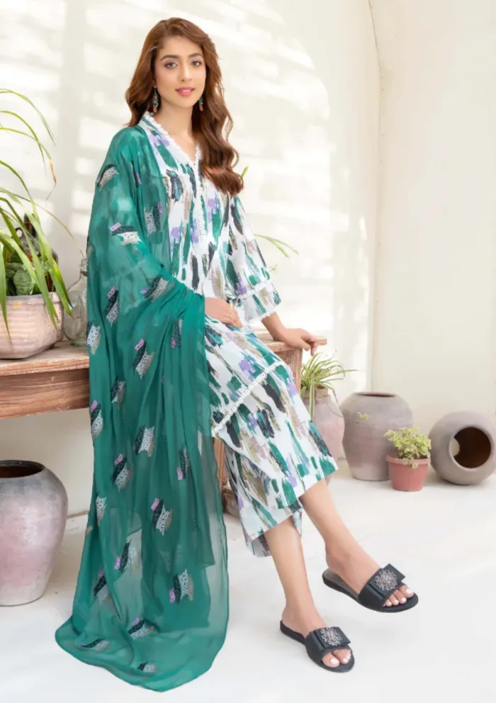 Humdum Unstitched HZU25 03 Ziva Luxury Lawn Collection - Image 3