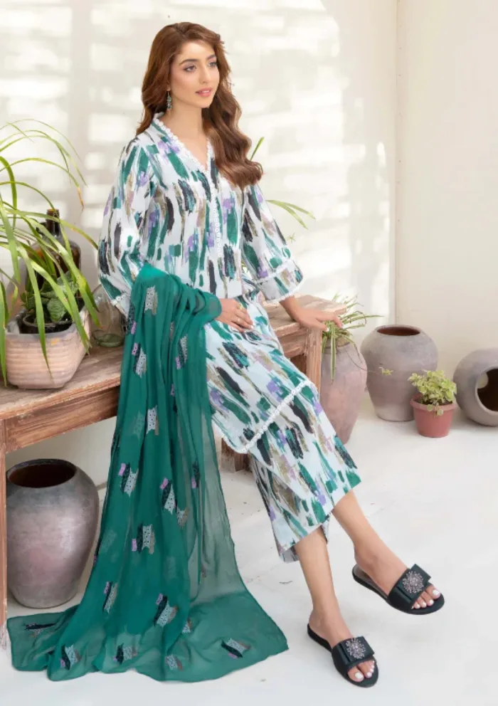 Humdum Unstitched HZU25 03 Ziva Luxury Lawn Collection - Image 4