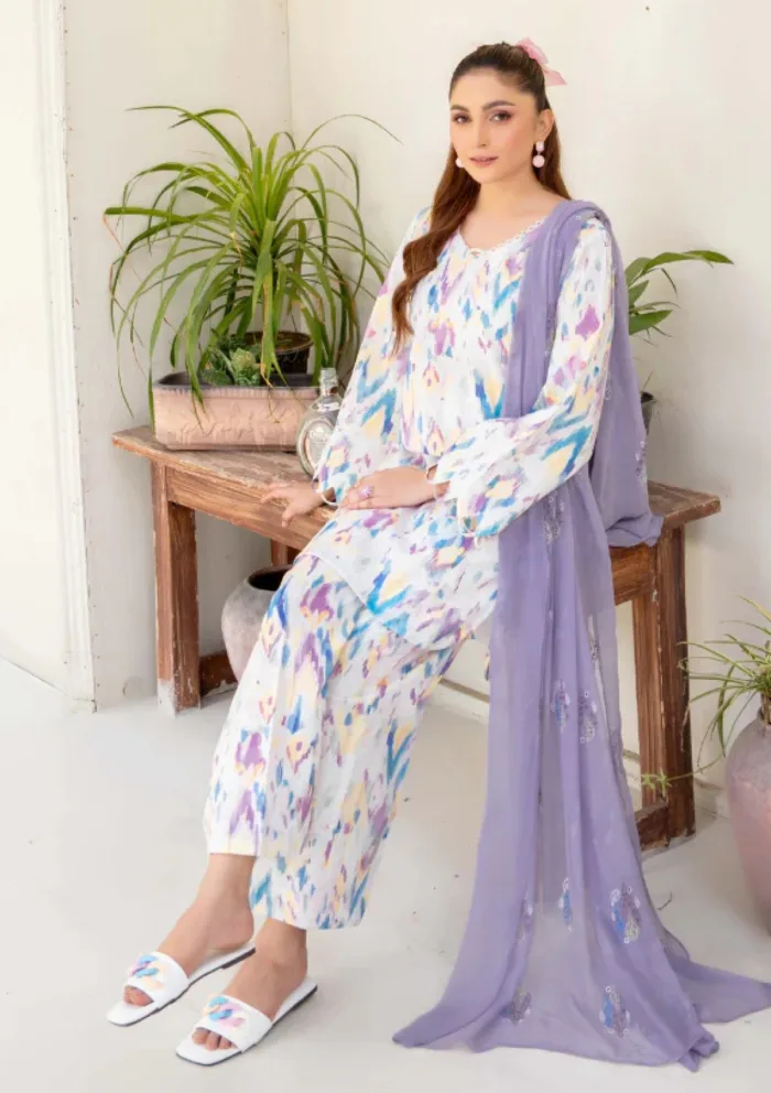 Humdum Unstitched HZU25 04 Ziva Luxury Lawn Collection - Image 3