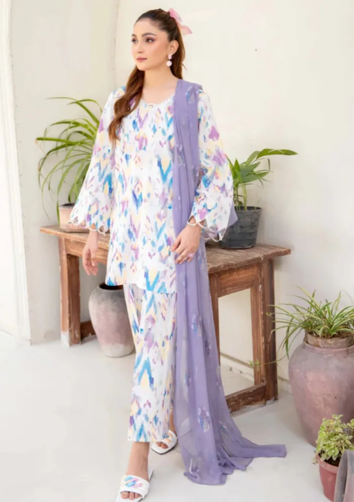 Humdum Unstitched HZU25 04 Ziva Luxury Lawn Collection - Image 4