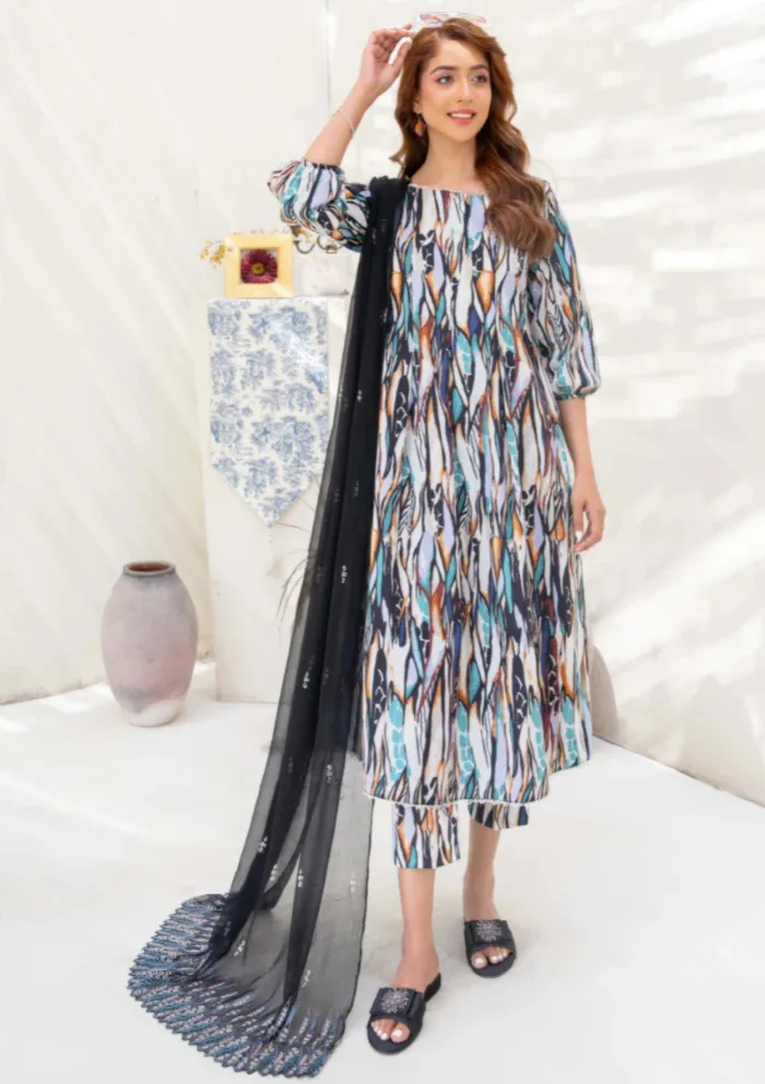 Humdum Unstitched HZU25 06 Ziva Luxury Lawn Collection - Image 2