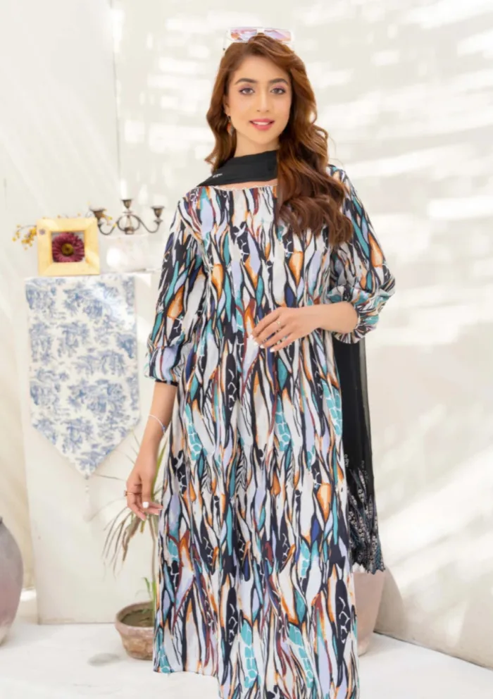 Humdum Unstitched HZU25 06 Ziva Luxury Lawn Collection - Image 4