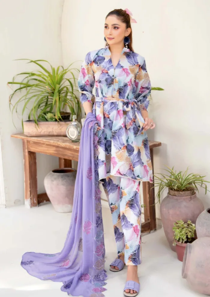 Humdum Unstitched HZU25 08 Ziva Luxury Lawn Collection - Image 2
