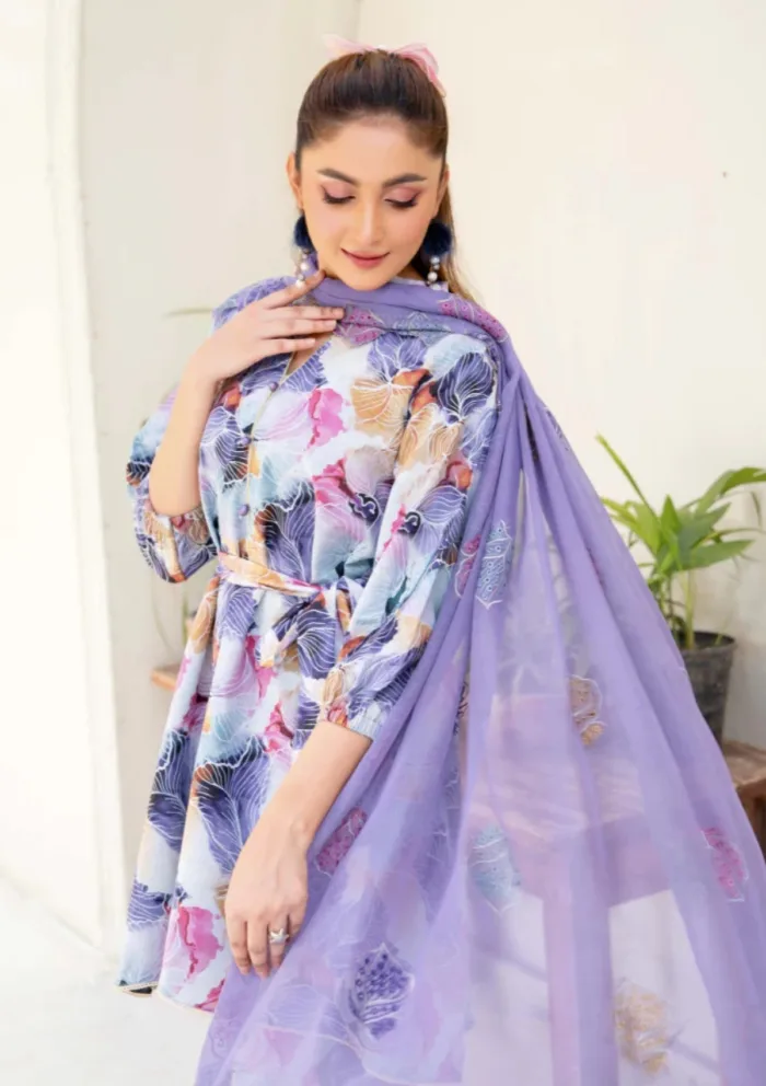 Humdum Unstitched HZU25 08 Ziva Luxury Lawn Collection - Image 3