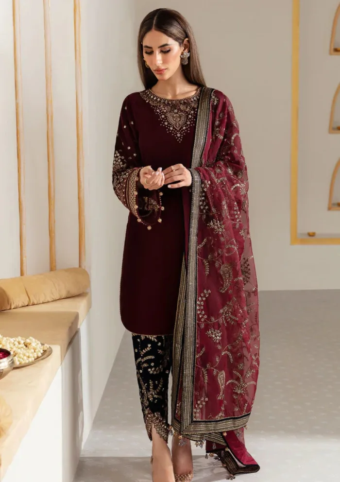 Jazmin VF 2017 Embroidered Velvet 24 Luxury Lawn Collection - Image 4