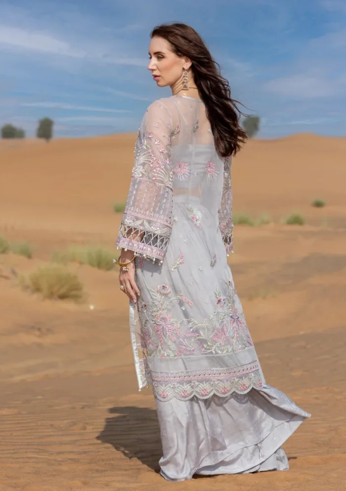 Kara 02 Silver Velvet Luxe Volume II Luxury Lawn Collection - Image 5