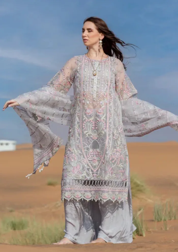 Kara 02 Silver Velvet Luxe Volume II Luxury Lawn Collection - Image 6