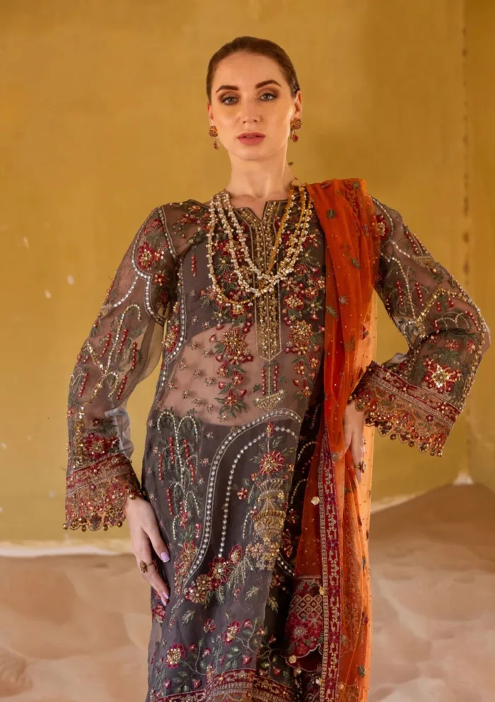 Kara 07 Mocha Melody Luxe Volume II Luxury Lawn Collection - Image 2