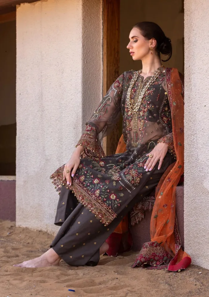Kara 07 Mocha Melody Luxe Volume II Luxury Lawn Collection - Image 5