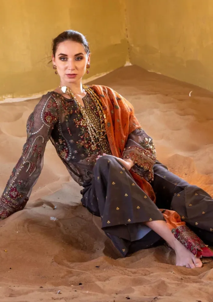 Kara 07 Mocha Melody Luxe Volume II Luxury Lawn Collection - Image 6