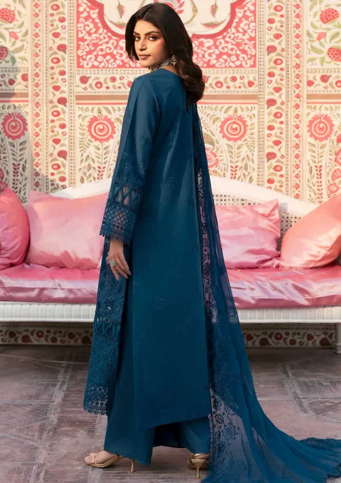 Mahnur MHJ 02 Cyania Husn e Jahan Luxury Lawn Collection - Image 3