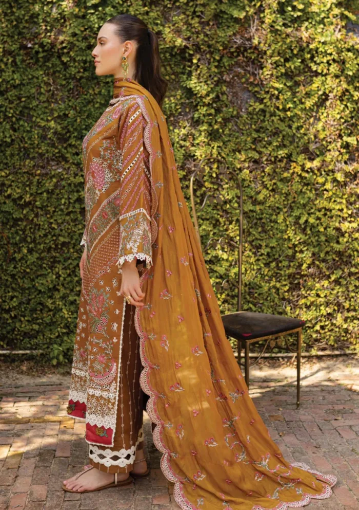 Marjjan Unstitched 25 MLL 01 A MUSTARD Ruhi Luxury Lawn Collection - Image 4