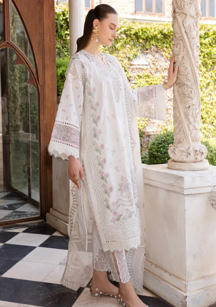 Marjjan Unstitched 25 Mll 02 A Off White Ruhi Luxury Lawn Collection - Image 3