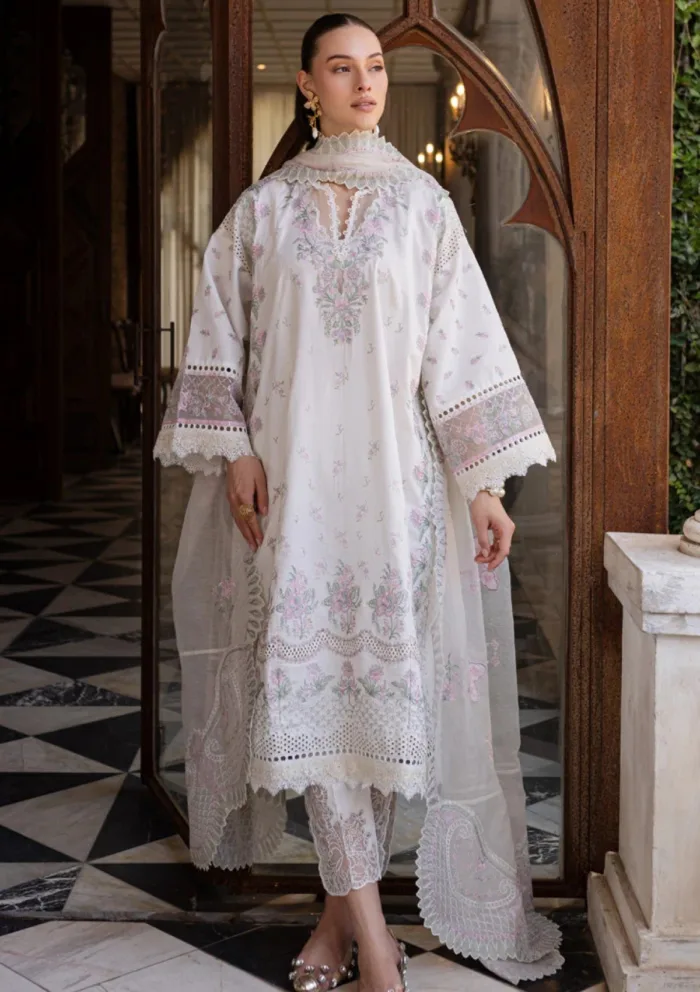 Marjjan Unstitched 25 Mll 02 A Off White Ruhi Luxury Lawn Collection - Image 4