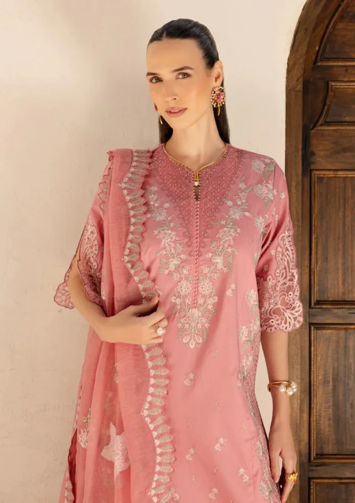 Marjjan Unstitched 25 MLL 02 B PINK Ruhi Luxury Lawn Collection - Image 3