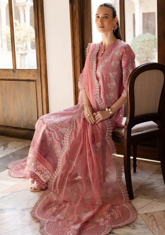 Marjjan Unstitched 25 MLL 02 B PINK Ruhi Luxury Lawn Collection - Image 4