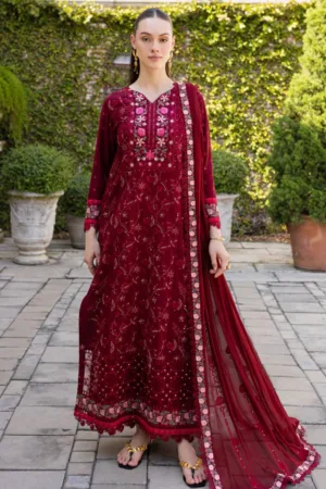Marjjan Unstitched 25 MLL 03 A MAROON