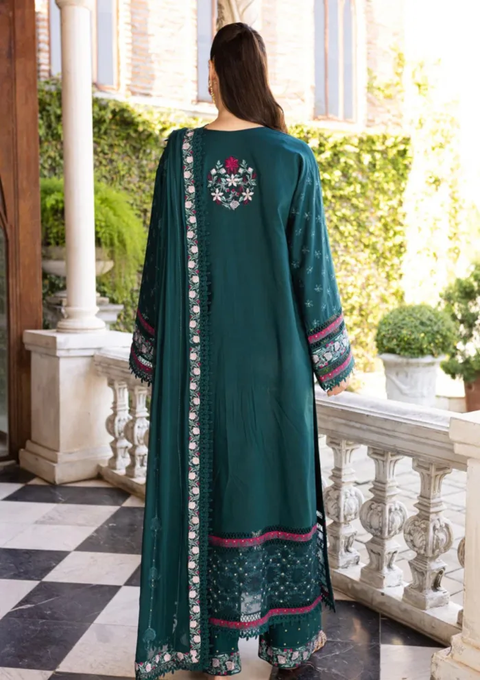 Marjjan Unstitched 25 MLL 03 B GREEN Ruhi Luxury Lawn Collection - Image 2