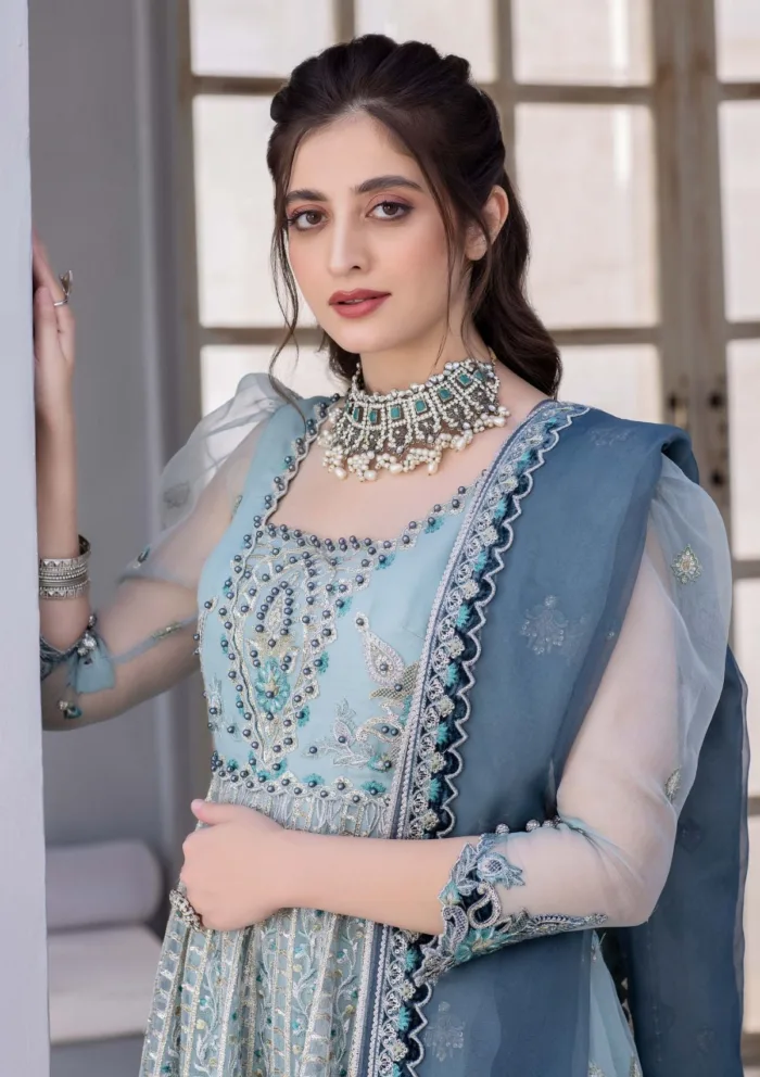 Meem Organza Handwork D 01 Amor Luxury Lawn Collection - Image 4