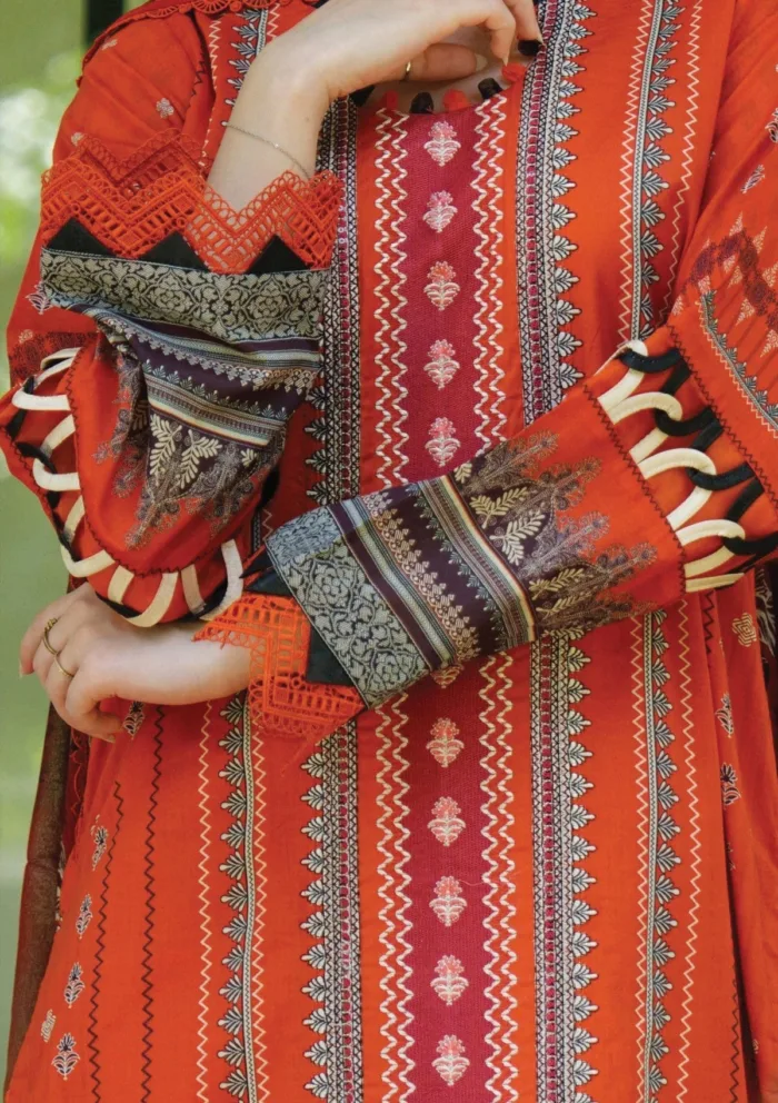 Meerak Scarlett Summer Wine 25 Luxury Lawn Collection - Image 3