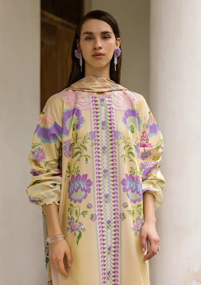 Mushq La Dolce Prints D 02A Dulcina Hemline Luxury Lawn Collection - Image 2