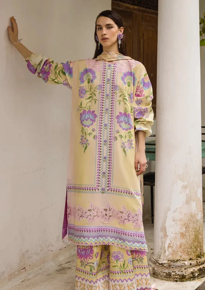 Mushq La Dolce Prints D 02A Dulcina Hemline Luxury Lawn Collection - Image 3