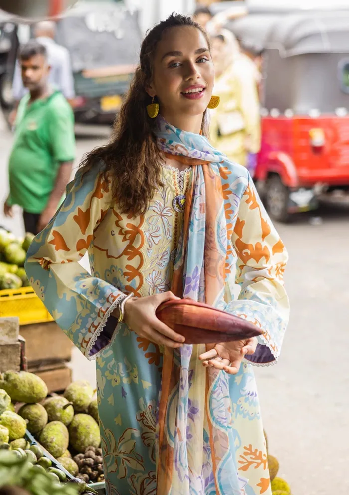 Mushq La Dolce Prints D 3A Zita Hemline Luxury Lawn Collection - Image 2