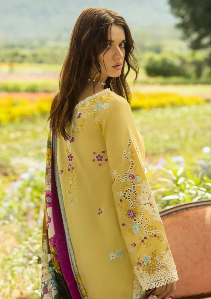 Mushq Secret Garden Faded Sunflower Hemline Luxury Lawn Collection - Image 3