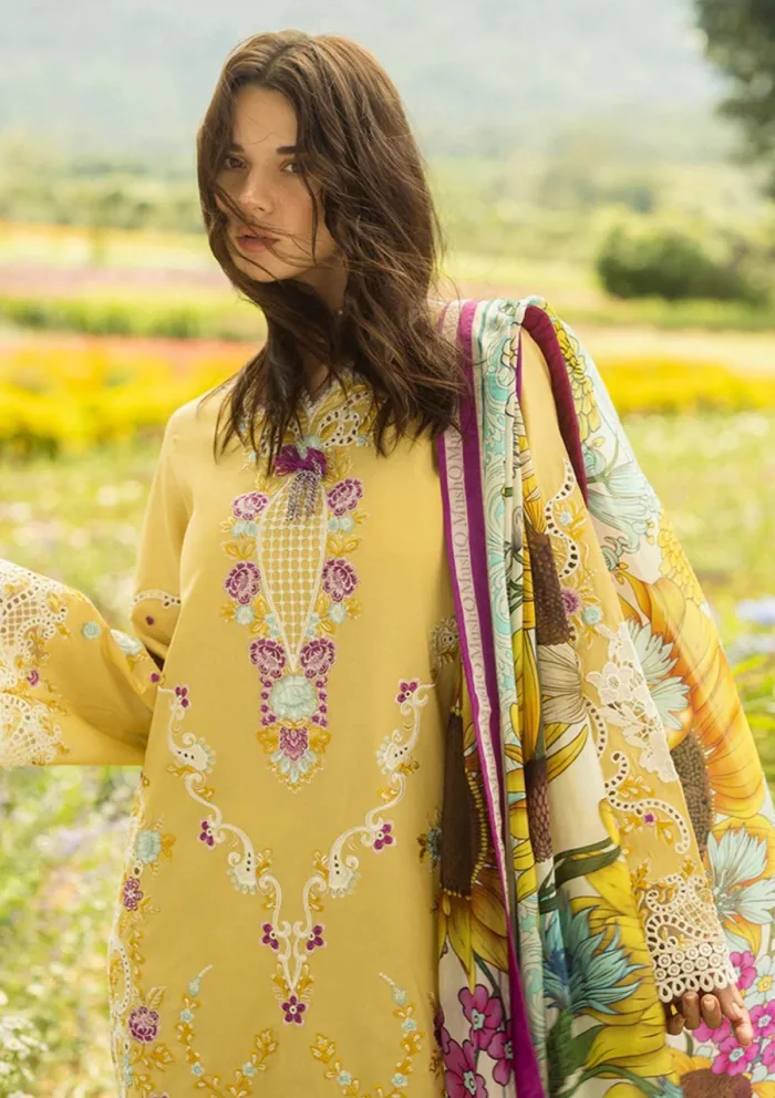 Mushq Secret Garden Faded Sunflower Hemline Luxury Lawn Collection - Image 4