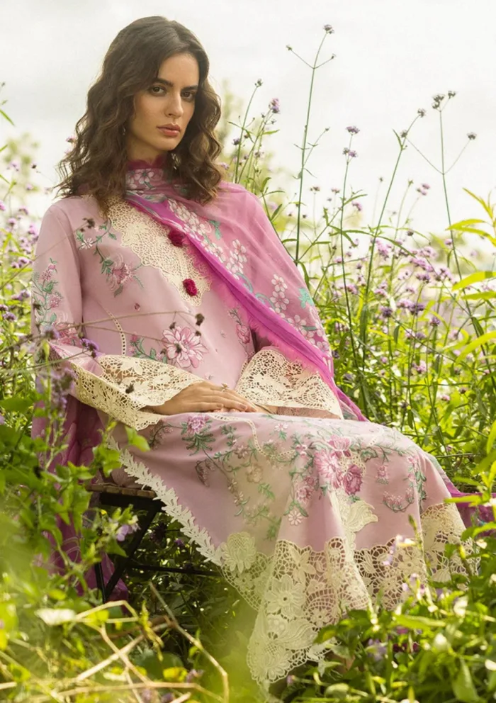 Mushq Secret Garden Lavendar Whispers Hemline Luxury Lawn Collection - Image 4