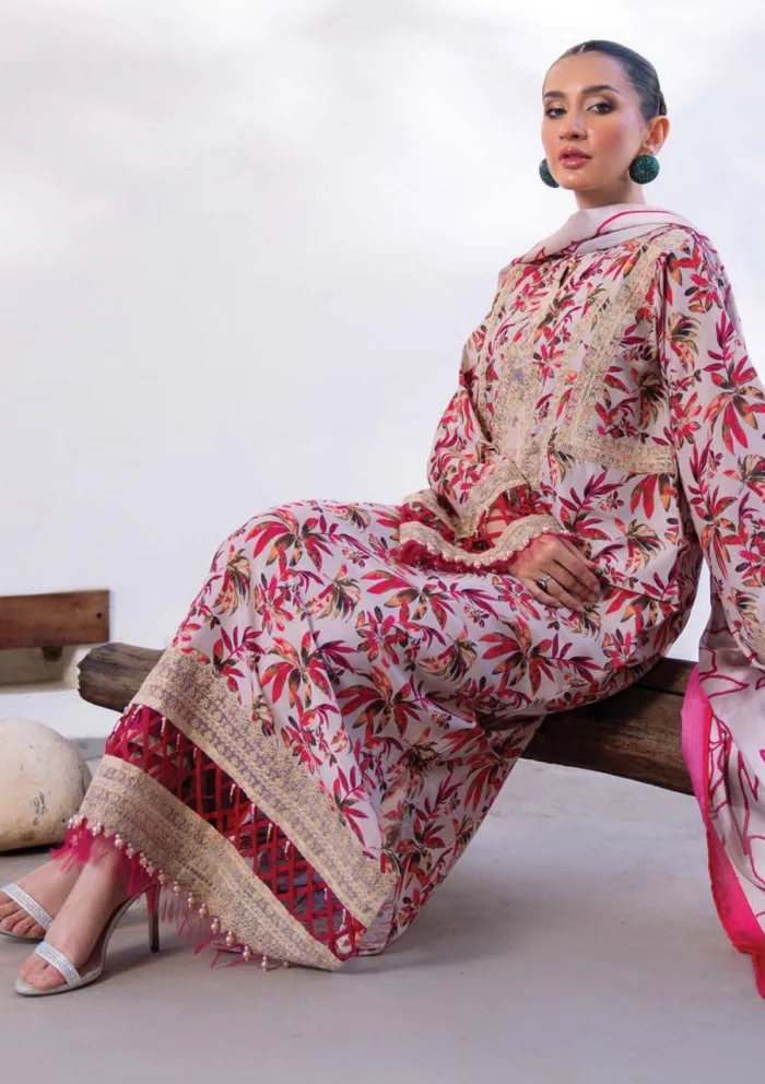 Myeesha Luxury 25 MS 1016 GULAB Lamhay Lawn Collection - Image 3