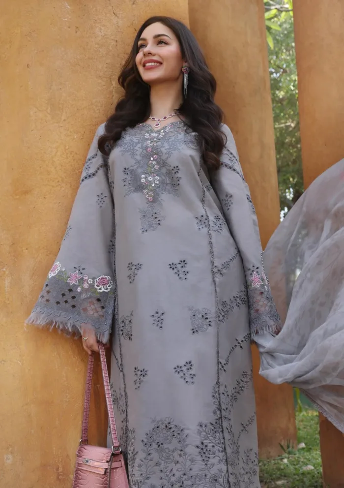Noor By Saadia Asad Handwork Laserkari NEH25 2B Eid Luxury Lawn Collection - Image 3