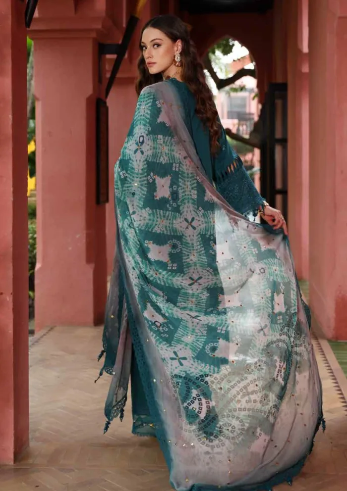 Nureh Unstitched 25 NE 107 Bazaar Luxury Lawn Collection - Image 4