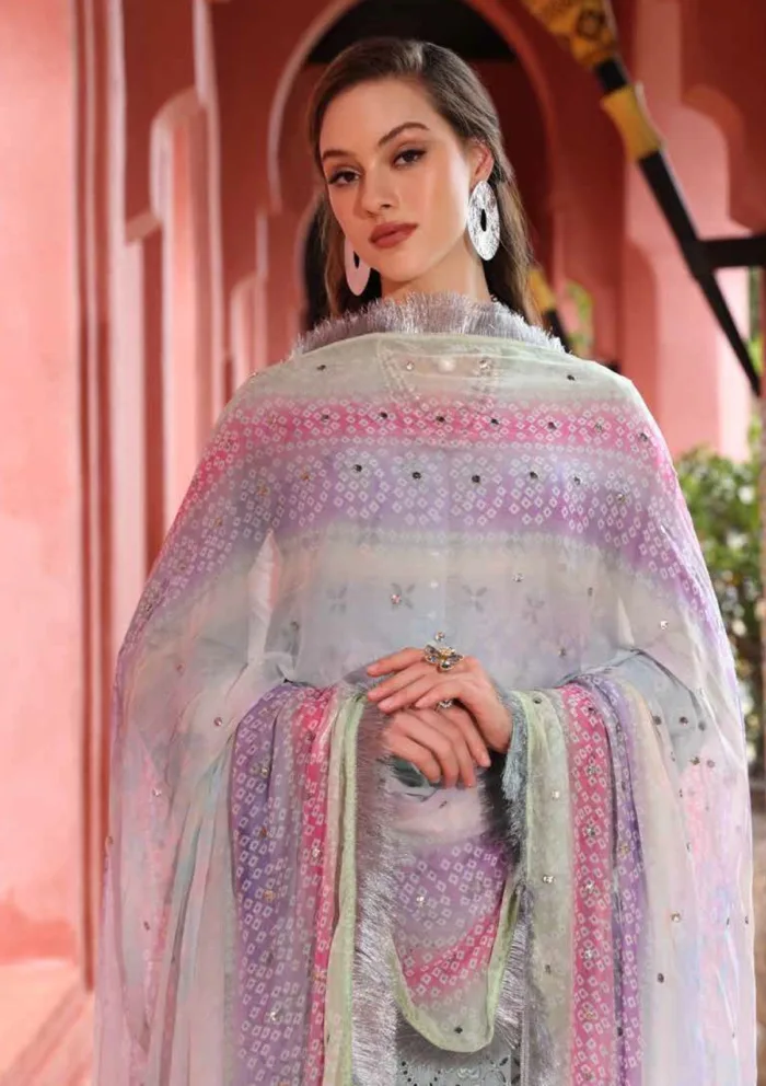 Nureh Unstitched 25 NE 111 Bazaar Luxury Lawn Collection - Image 3