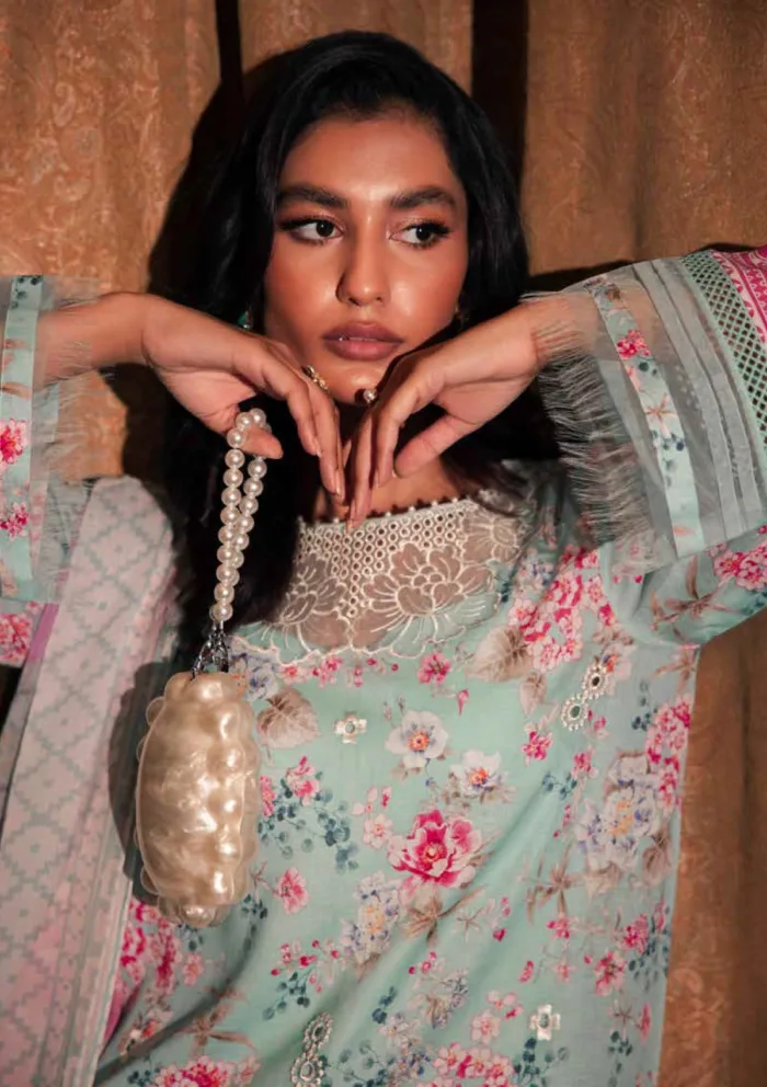 Nureh Unstitched GL25 16 Glam Girl Luxury Lawn Collection - Image 3
