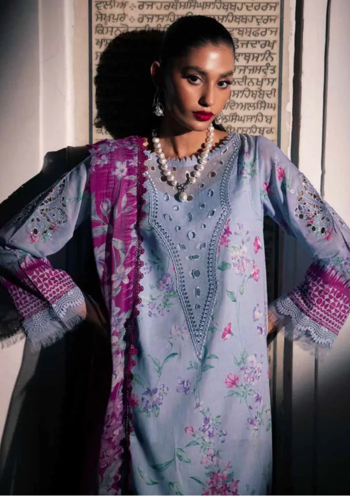 Nureh Unstitched GL25 17 Glam Girl Luxury Lawn Collection - Image 3