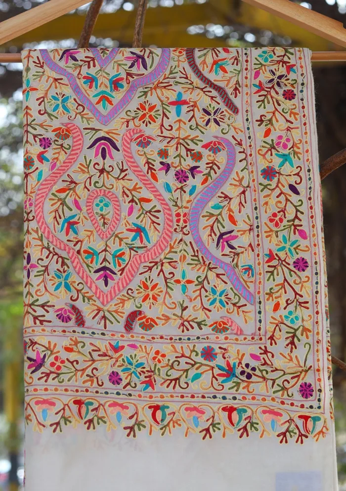 Pashmina Ari Work Shawl D 85 Luxury Lawn Collection - Image 2
