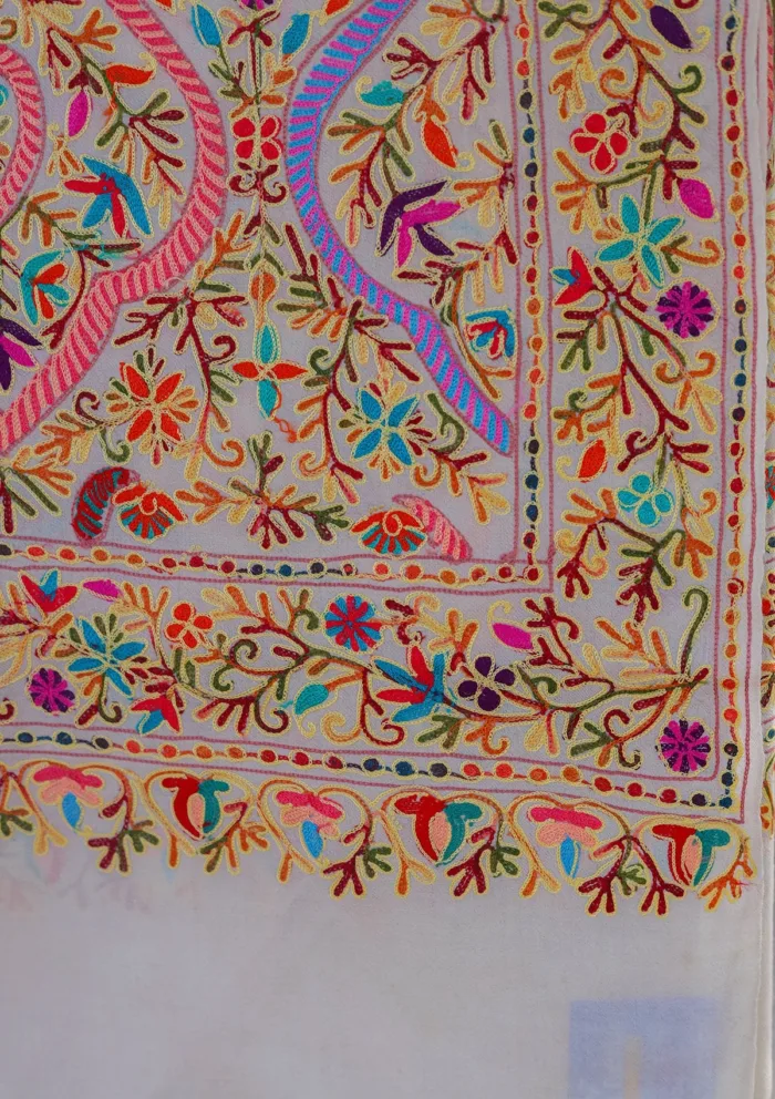 Pashmina Ari Work Shawl D 85 Luxury Lawn Collection - Image 3