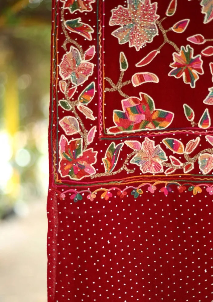 Pashmina Ari Work Wool Shawl D 04 Luxury Lawn Collection - Image 2
