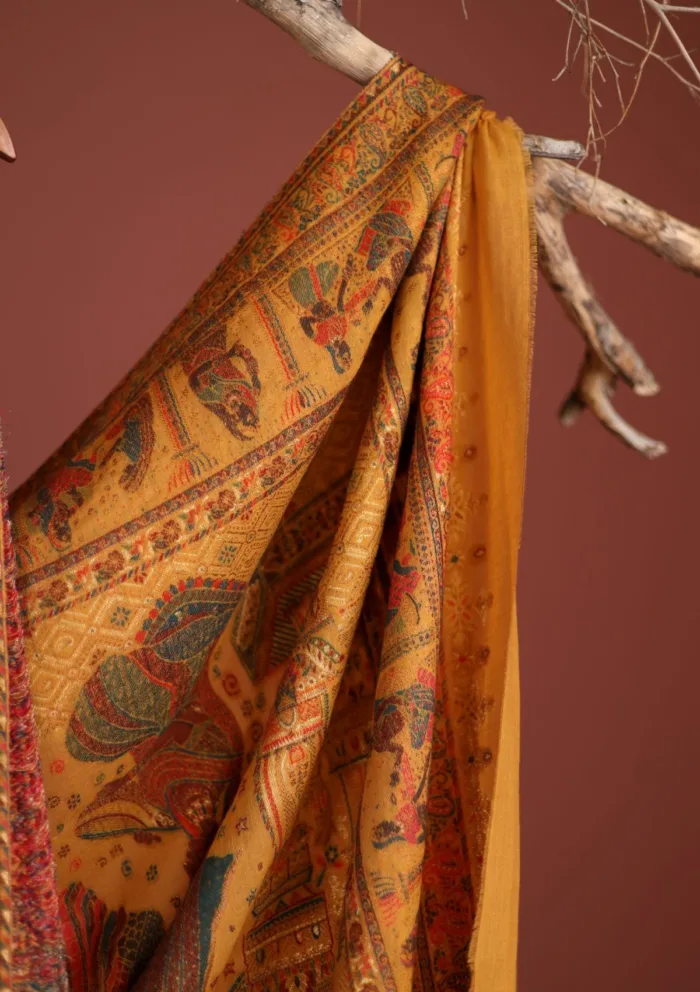 Pashmina Kaani Jamawar Shawl D 52 Luxury Lawn Collection - Image 3
