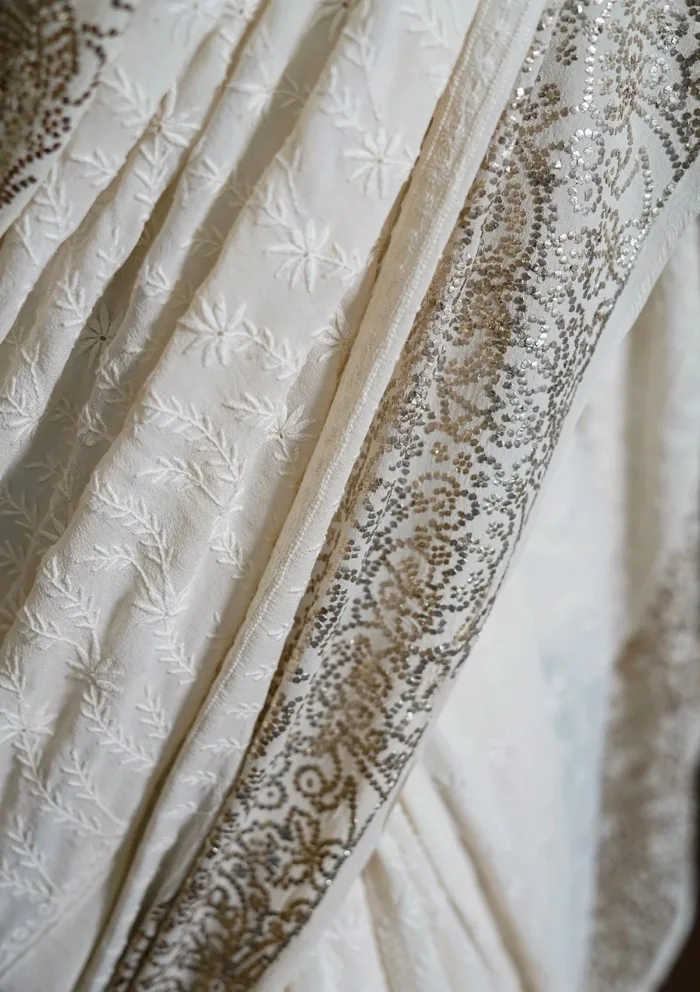 Pure Jorjet Chiffon Chikankari Mukesh Work Saree D 01 Luxury Lawn Collection - Image 3